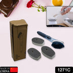 The Soap Dispensing Dish Brush set showing the handle and three new replacement heads.