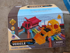 An angled shot of the dump truck toy for kids, emphasizing its dynamic features.