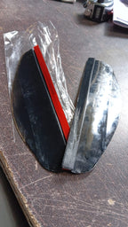 Packaging and components of the easy-to-install car mirror rain protector set.