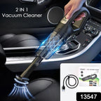 Compact 2-in-1 wireless vacuum cleaner shown with multiple attachments.