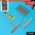 Arrive Kit puncture repair kit components laid out on a surface.