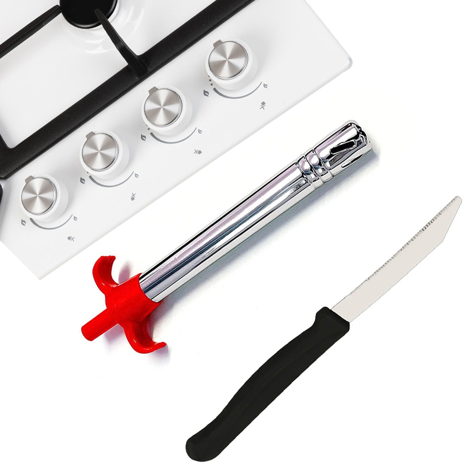 Ergonomic kitchen knife with a sharp blade and vibrant handle for precise cutting.