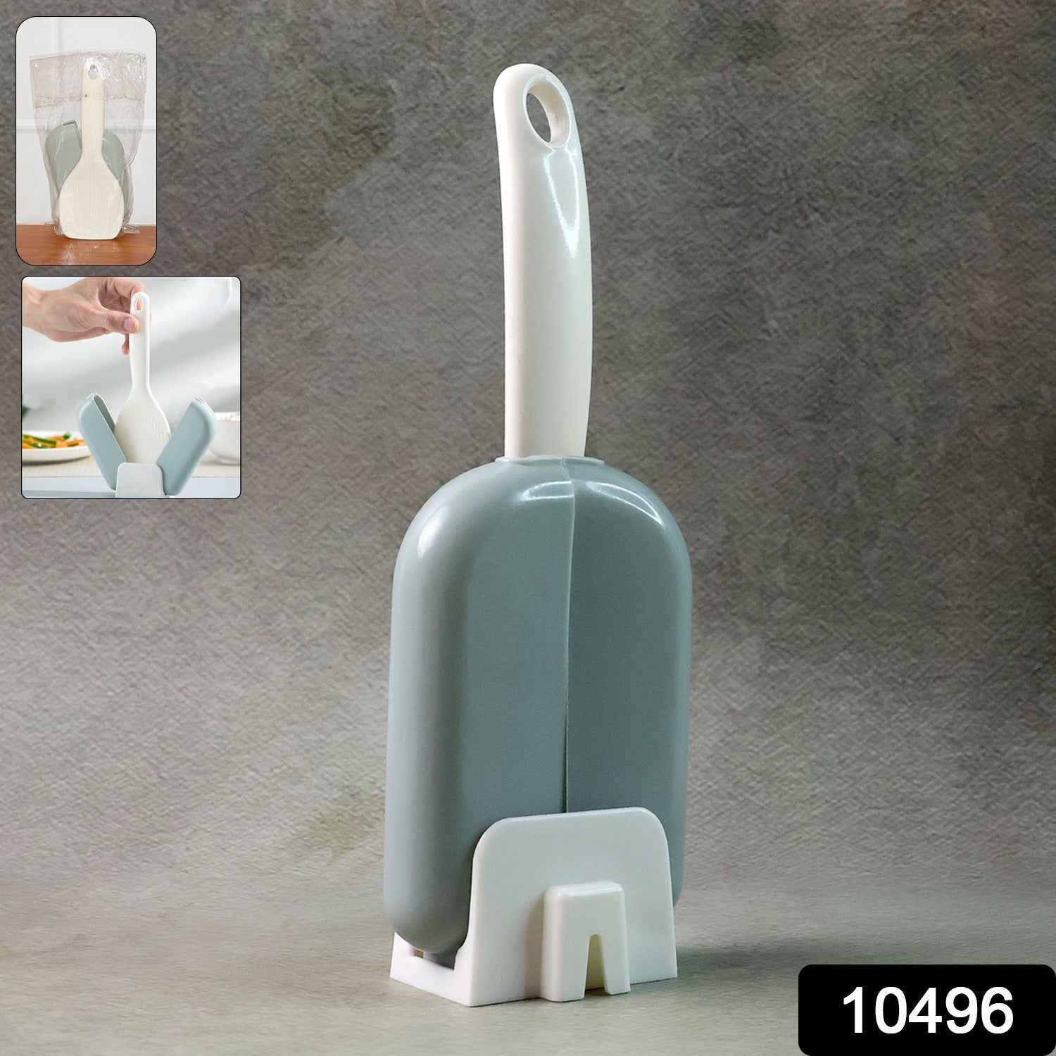 Rice spoon holder placed on a modern kitchen countertop