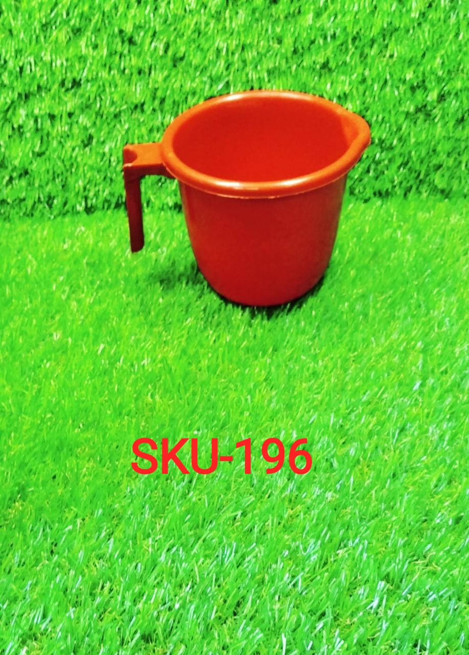 Stack of colorful Bathora plastic bathroom mugs, demonstrating their compact design.