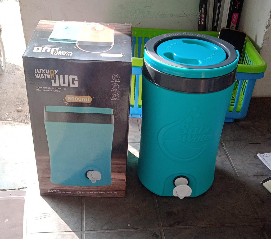 Lifestyle image of the plastic water jug, suitable for outdoor activities.