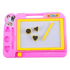 Two children actively engaged in drawing together on an Aditi Magnetic Drawing Board.