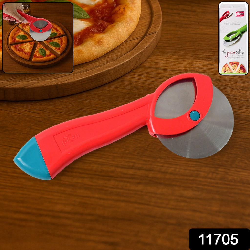 Ergonomic handle of the pizza cutter offering comfortable secure grip.