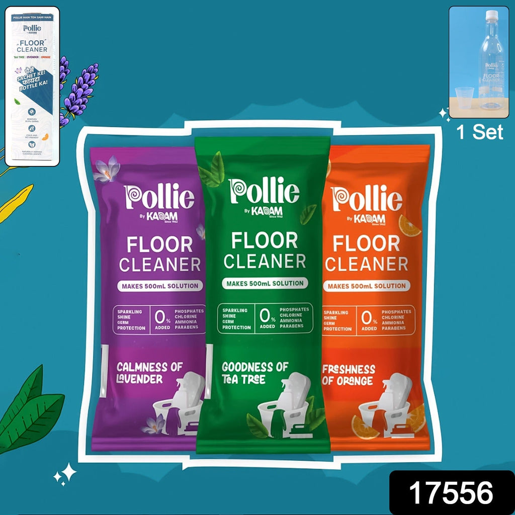 Floor cleaner concentrate sachets with mixing bottle for easy dilution