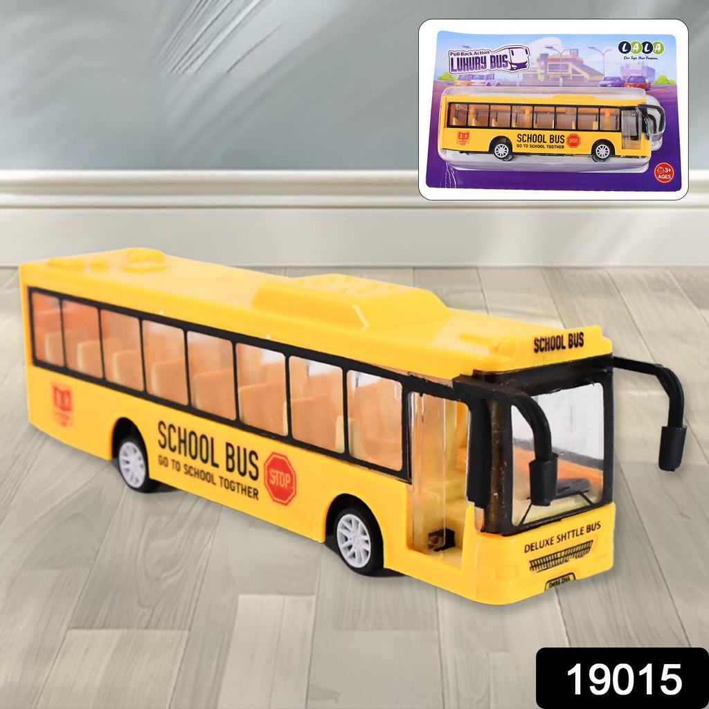Side view showing fine details of yellow mini bus toy