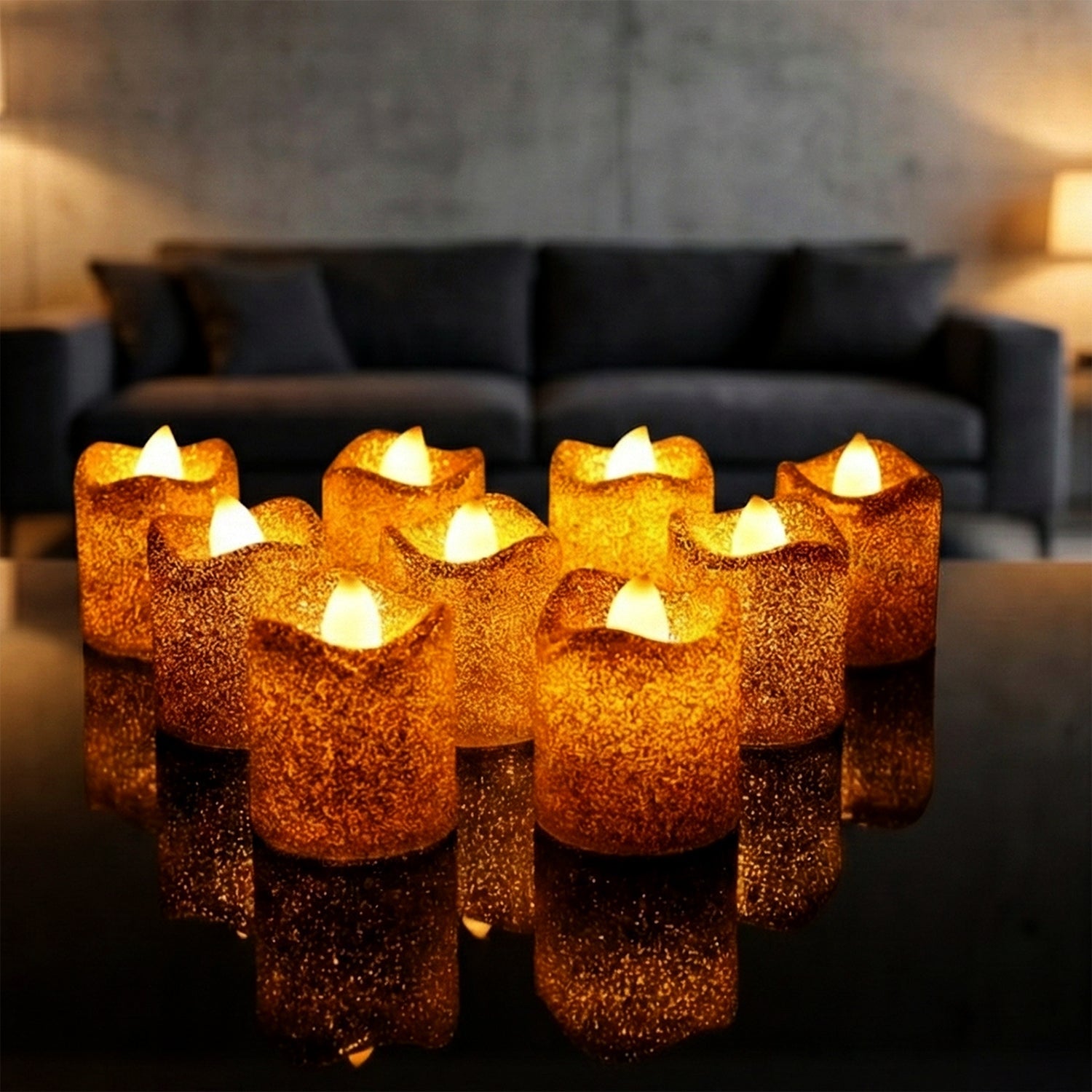 Compact LED tealight candle set ideal for festive decoration