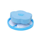 Washing machine lint catcher shown in use, floating on water.