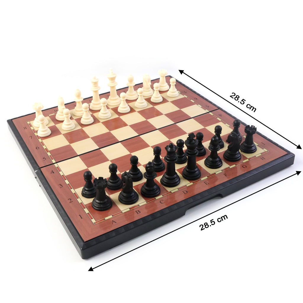 Magnetic folding chess board for easy portability and setup