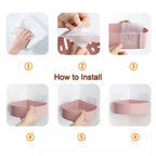 Close-up of the robust self-adhesive corner shelf design.
