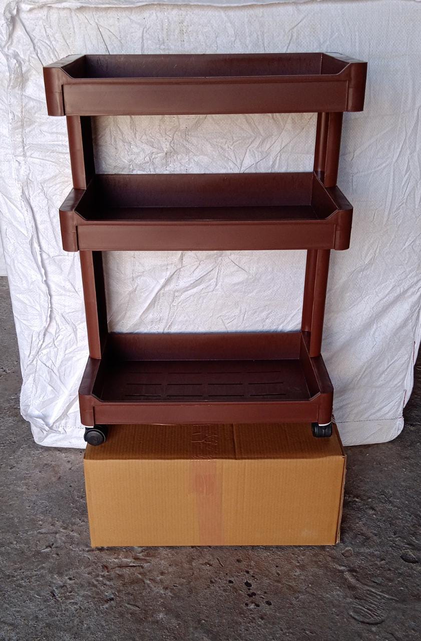 Multi-purpose plastic serving trolley enhancing home utility and style.