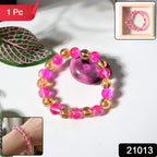Glossy transparent stretch bracelet showcasing elastic band fit