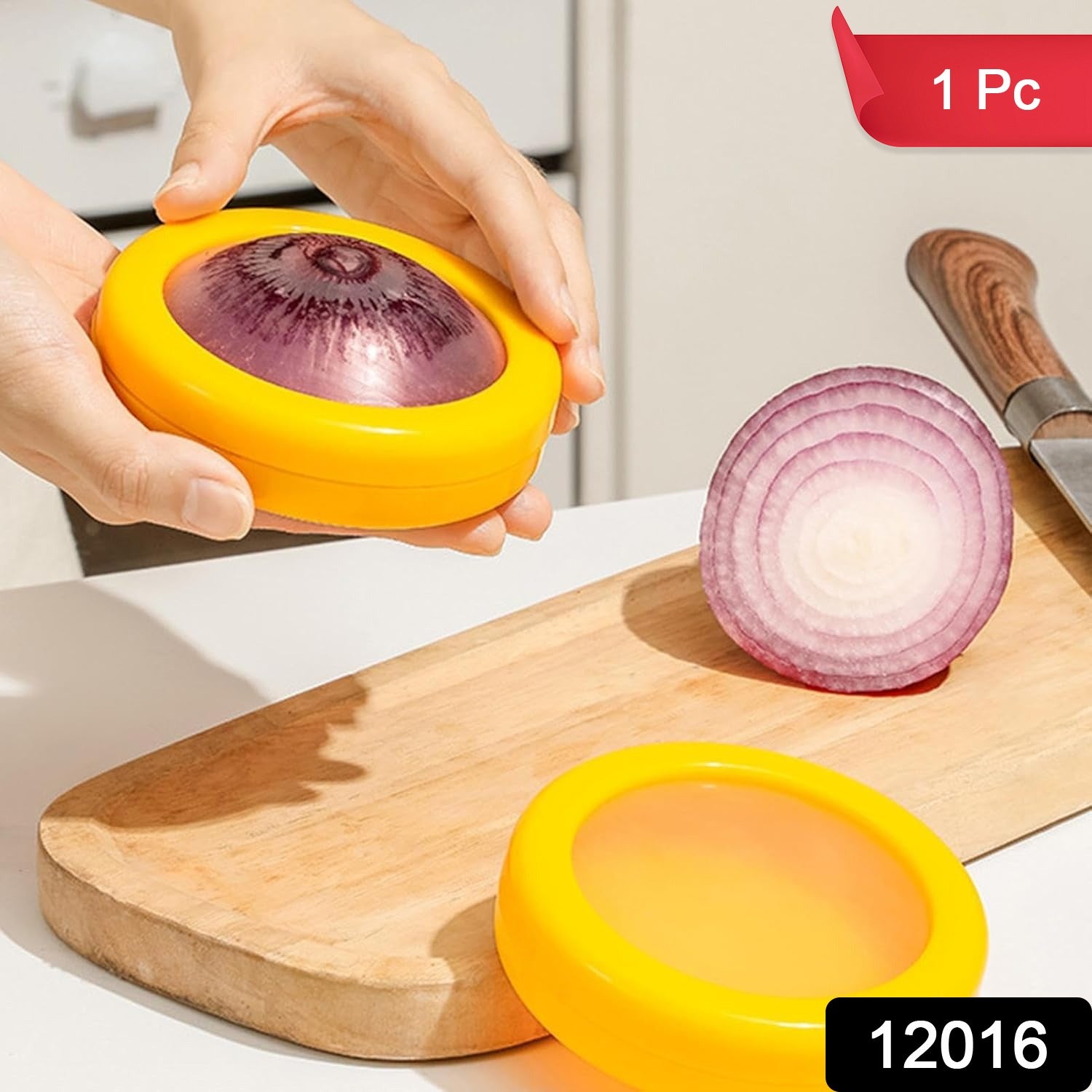 Side angle of a yellow food storage container, perfect for kitchen organization.