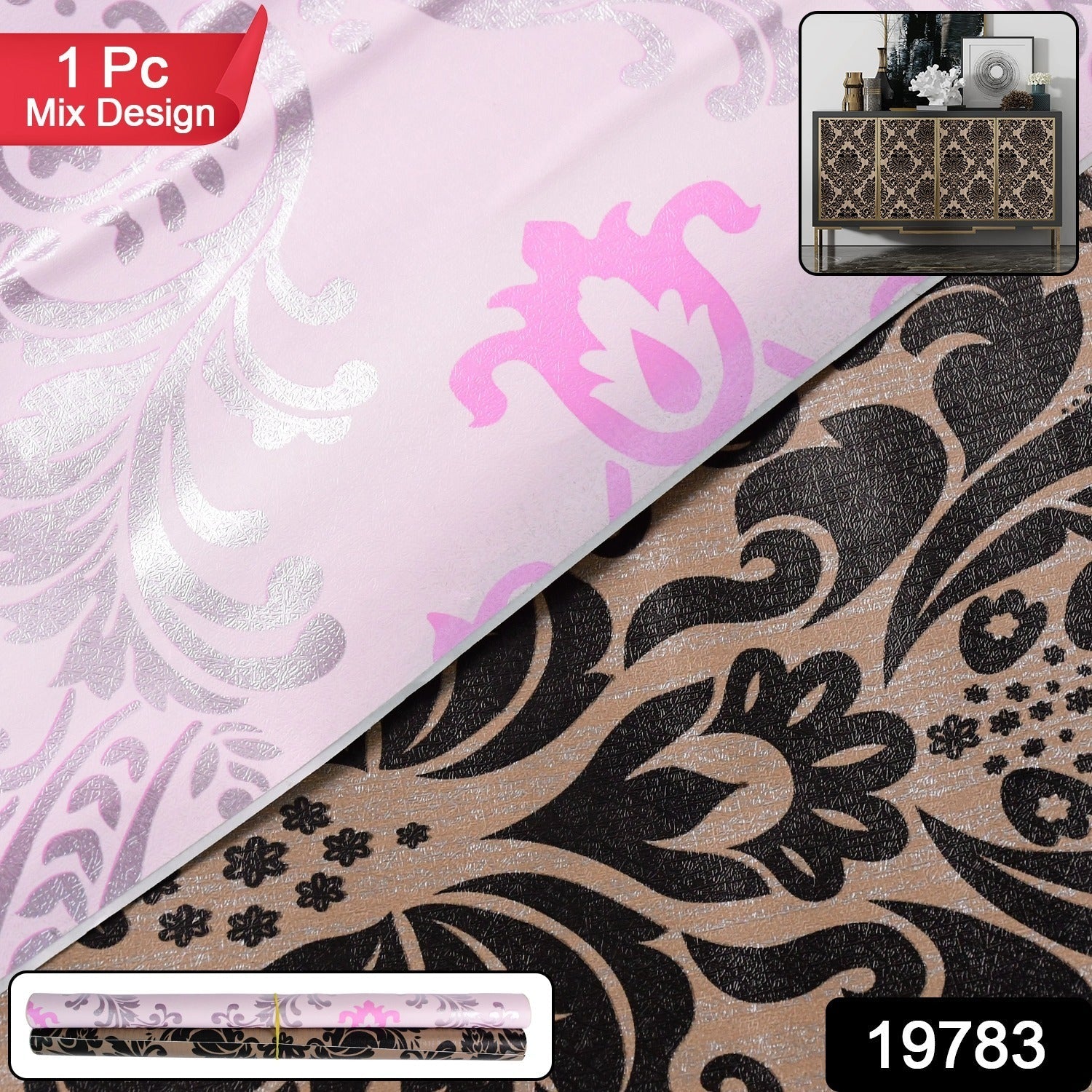 Waterproof self-adhesive wallpaper applied on furniture surface
