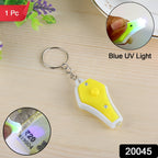 Compact UV blue light keychain lamp ideal for travel and emergencies