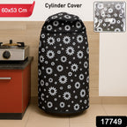 Close view of waterproof protective LPG cylinder cover with floral design