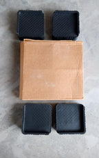 Adjustable base stands providing stable support for a washing machine.