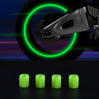 Set of 4 luminous tyre valve caps glowing in dark
