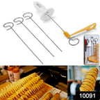 Manual vegetable twister set displayed with a sliced potato.
