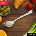 Two mirror-polished Stainless Steel Dining Spoons, highlighting their elegant design.