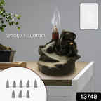 Close-up of Ganesha Smoke Fountain Idol, intricately designed poly resin.