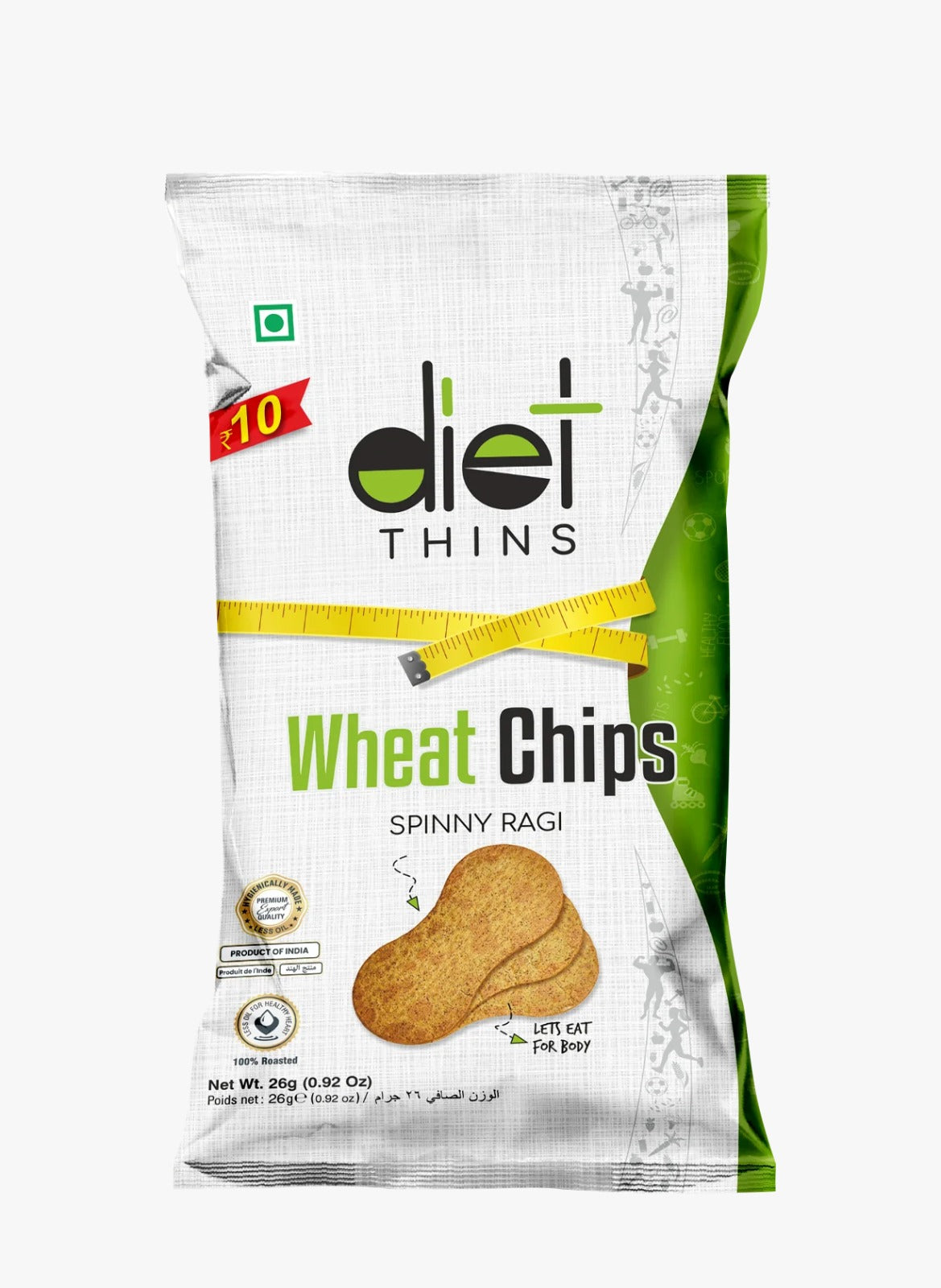 Pack of Maniarr's Spinny Ragi Diet Thins, showcasing the healthy millet snack.