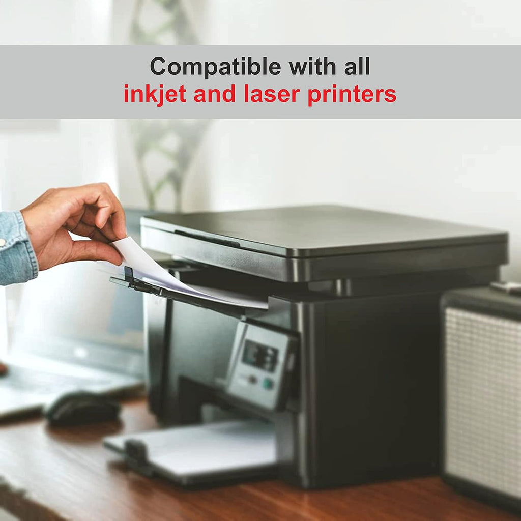 A4 self-adhesive label sheet loaded into printer for printing