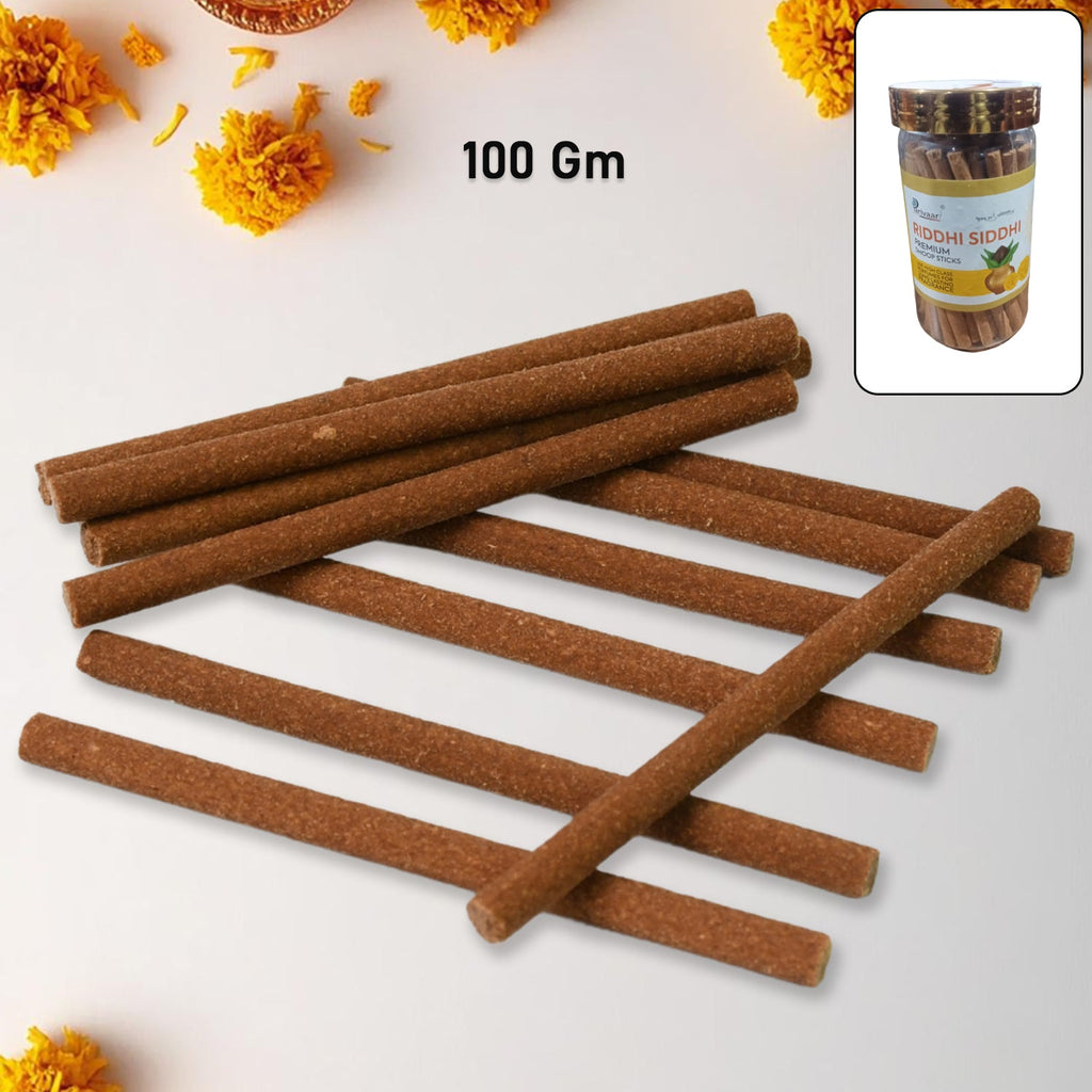 Macro shot of unlit Loban Dhoop Sticks, showcasing the natural incense composition.