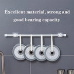 Multipurpose adhesive towel rod holder with utility hooks for bathroom