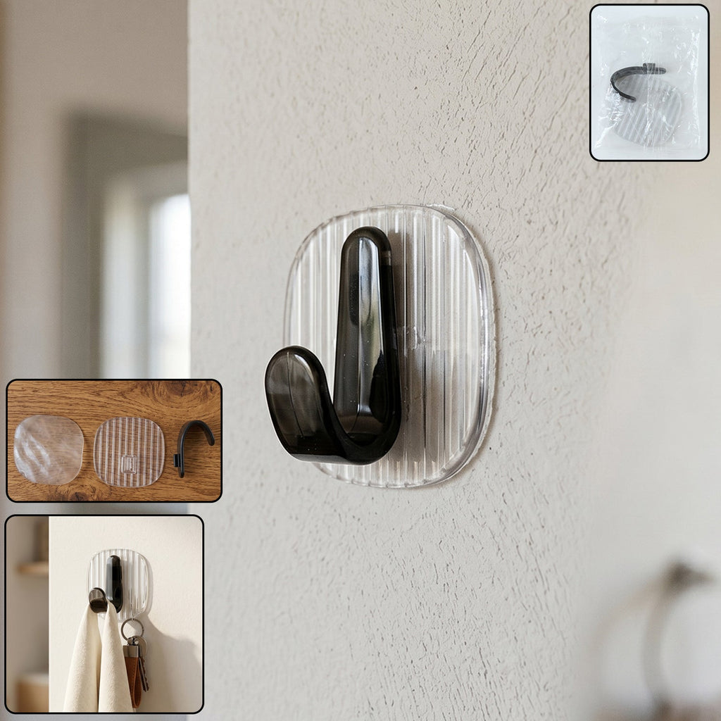 Strong transparent self-adhesive wall hook for home organization