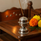 Durable and heavy base incense stand made of stainless steel for puja