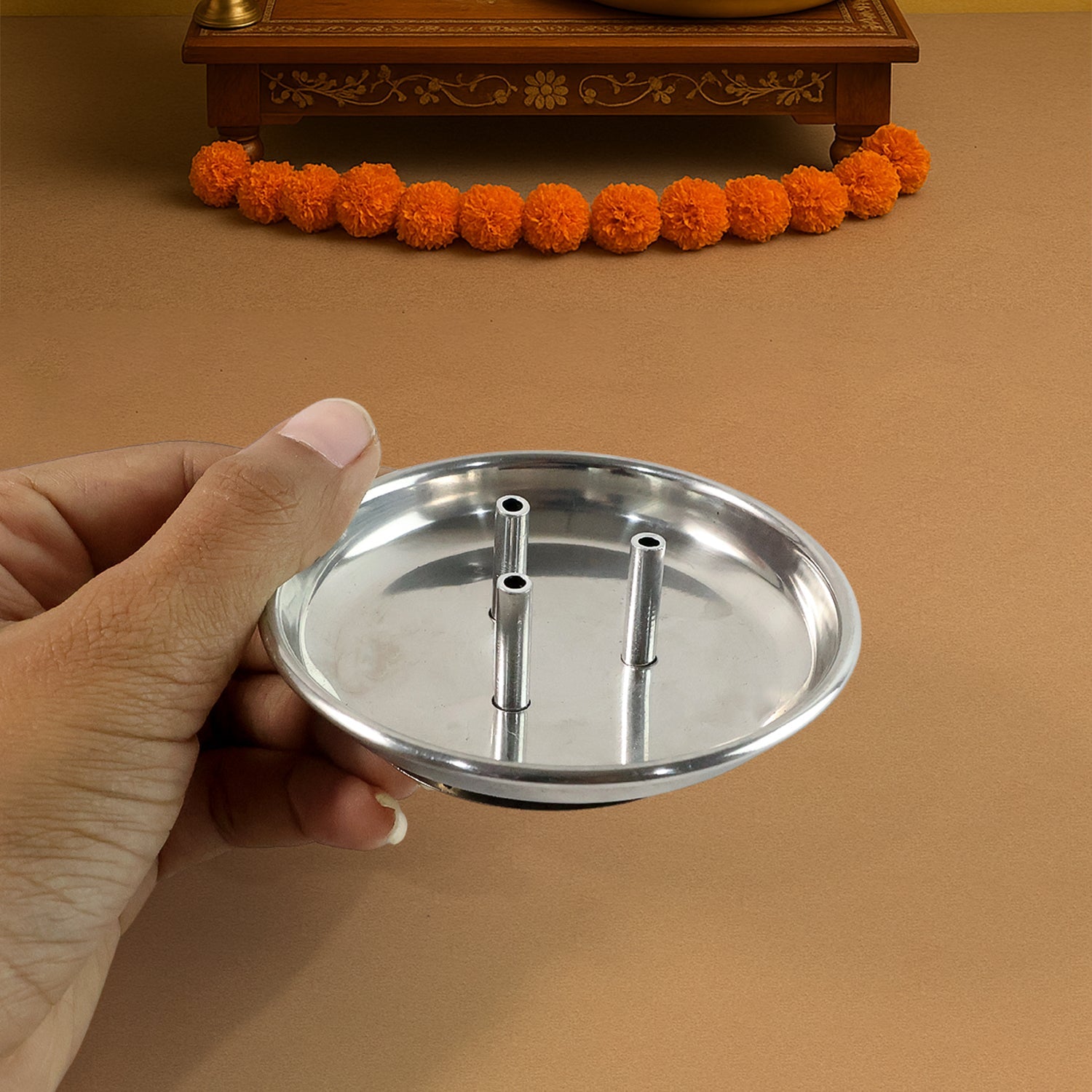 Triple stick incense holder designed for simultaneous incense burning
