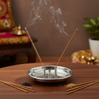 Elegant polished lotus-shaped incense holder for home mandir