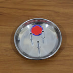 Compact polished lotus incense holder with triple incense stick slots