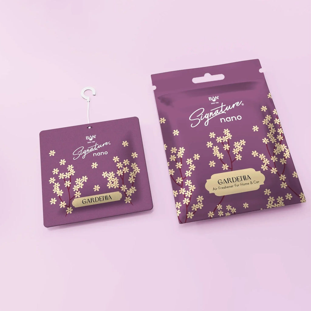 Floral scented Gardenia air freshener sachet prepared for hanging.