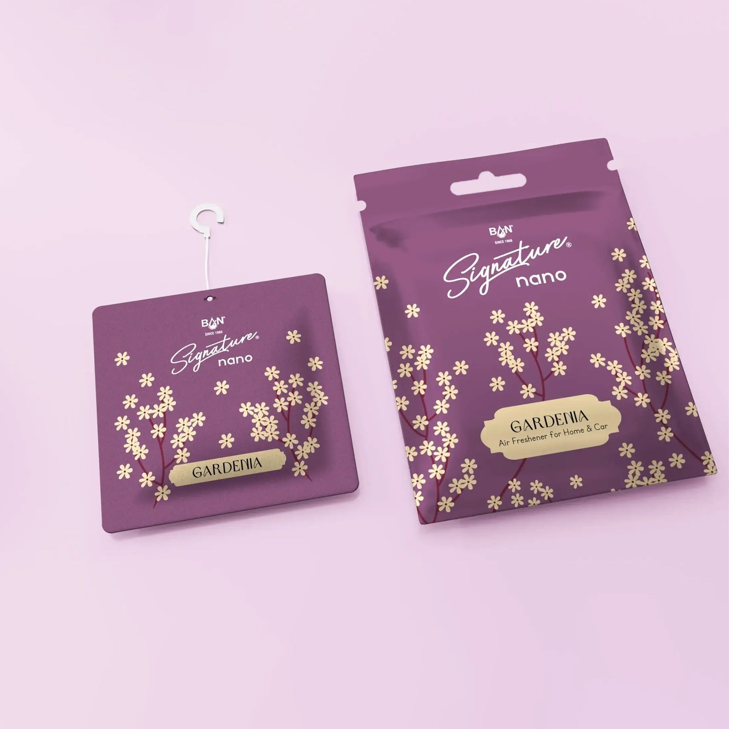 Floral scented Gardenia air freshener sachet prepared for hanging.