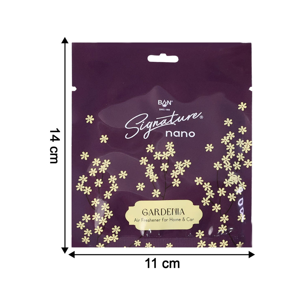 Packaging showing the floral fragrance of the Gardenia Air Freshener Sachet.
