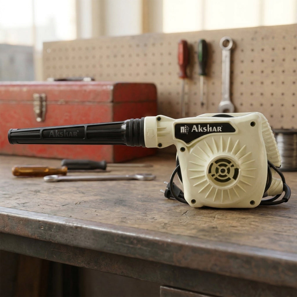 High-speed electric blower machine in action