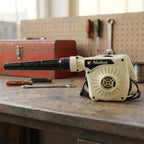 High-speed electric blower machine in action