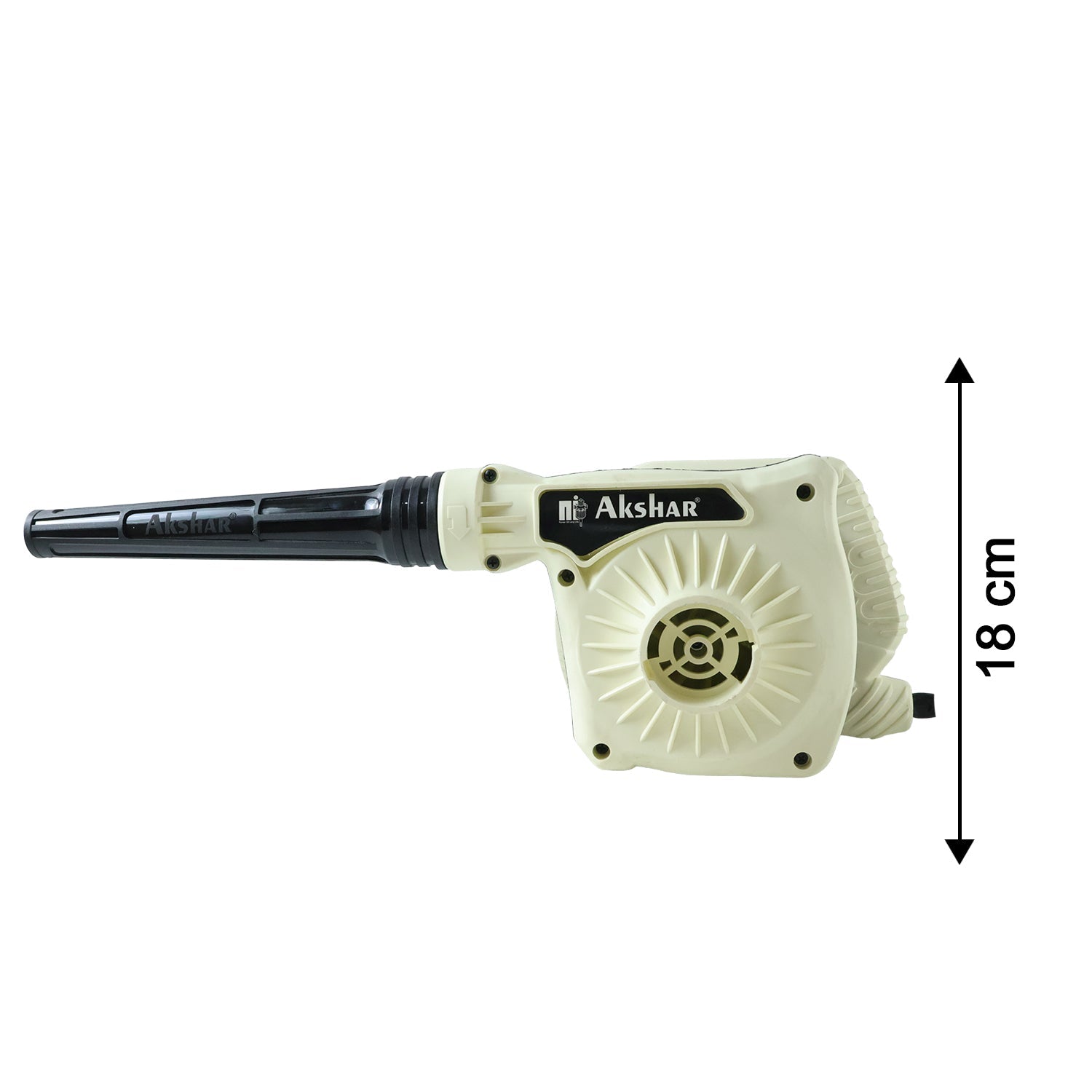 Size comparison of electric air blower device