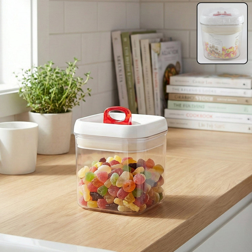 450 ML airtight storage container with red lid for dry food