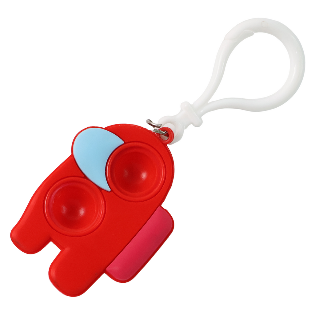 Pop-It Fidget Keychain attached to a set of keys, showcasing its practical use as a stress relief toy.