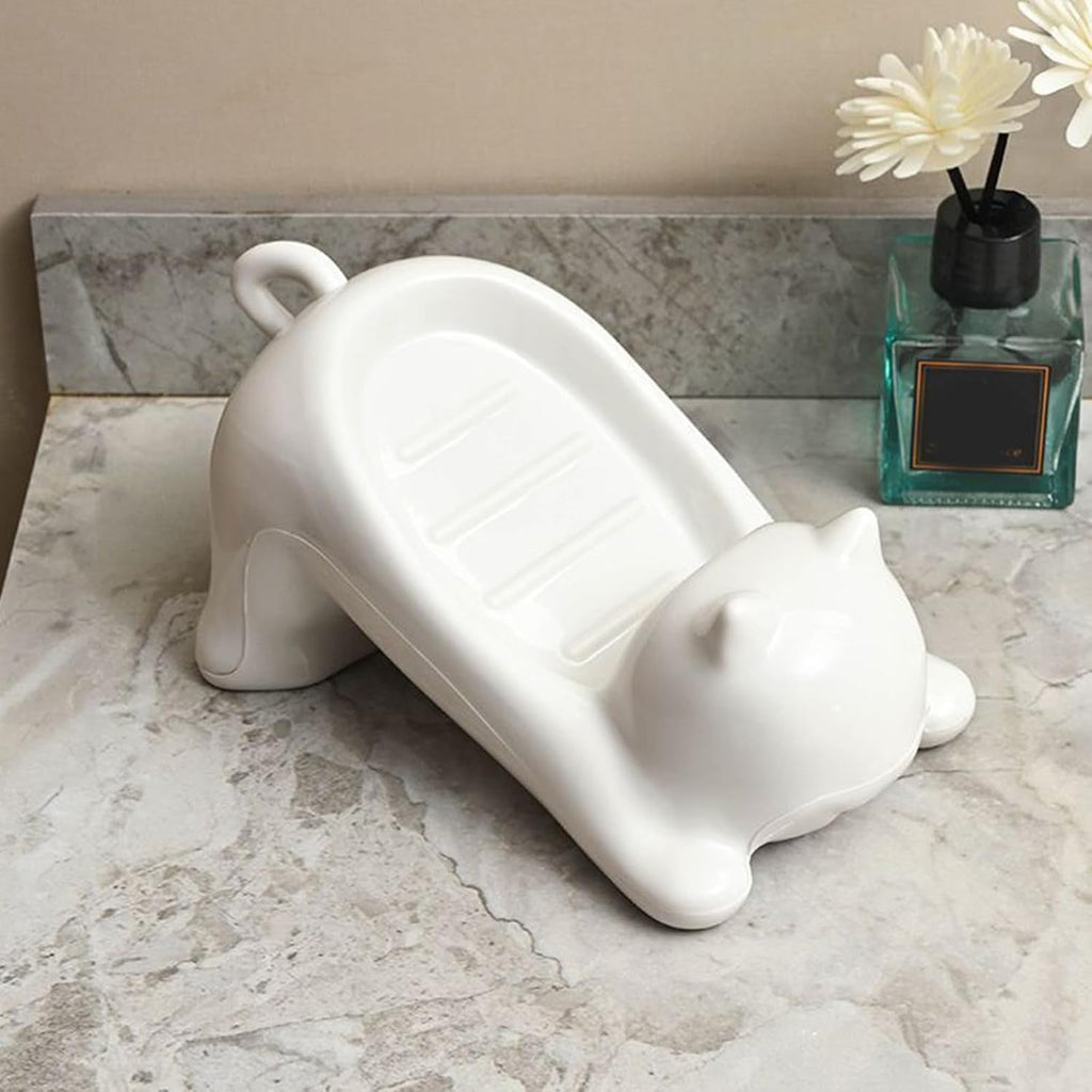 Animal shape soap dish holder in cute bear design with drainage grooves