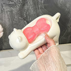 Cartoon style soap dish holder with smart drainage for soaps and scrubbers