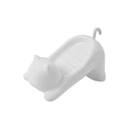 Cute animal soap plate in white plastic with grooves to keep soap dry