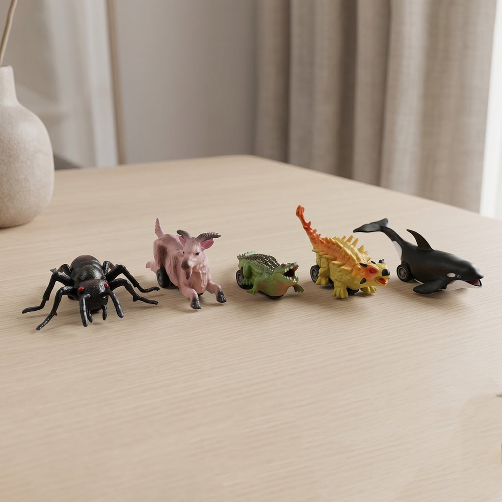 Vibrant children's animal pull back toy set with diverse designs