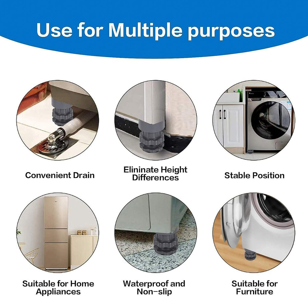 Anti-vibration pads installed under washing machine feet for stability